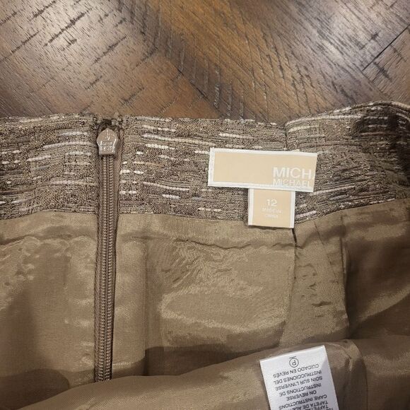 Michael Kors Metallic Short Skirt Size 12 Gold, Tan and Brown - Picture 4 of 7